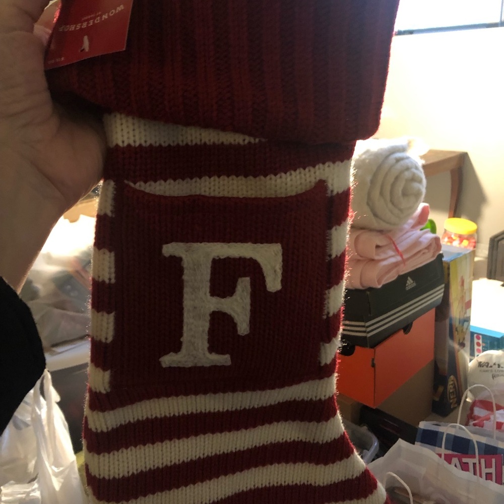 Initial “F” Christmas Knitted Stocking